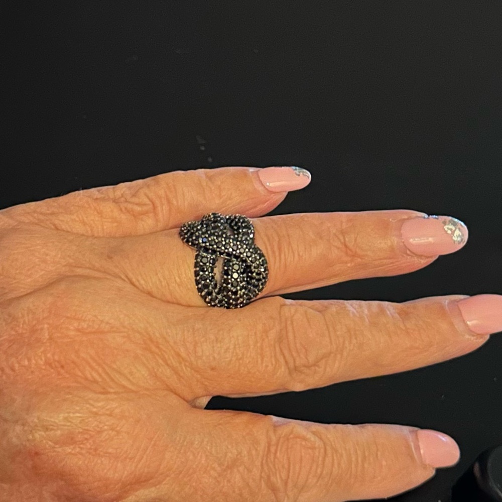 Sophisticated Michael Valitutti Sterling Silver Black Marcasite Ring